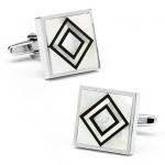 Mother of Pearl and Onyx Double Diamond Cufflinks.jpg
